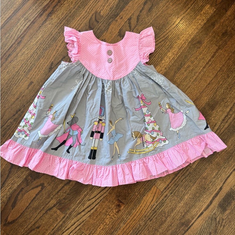 Eleanor Rose Pink and Gray Polka Dot Dress
